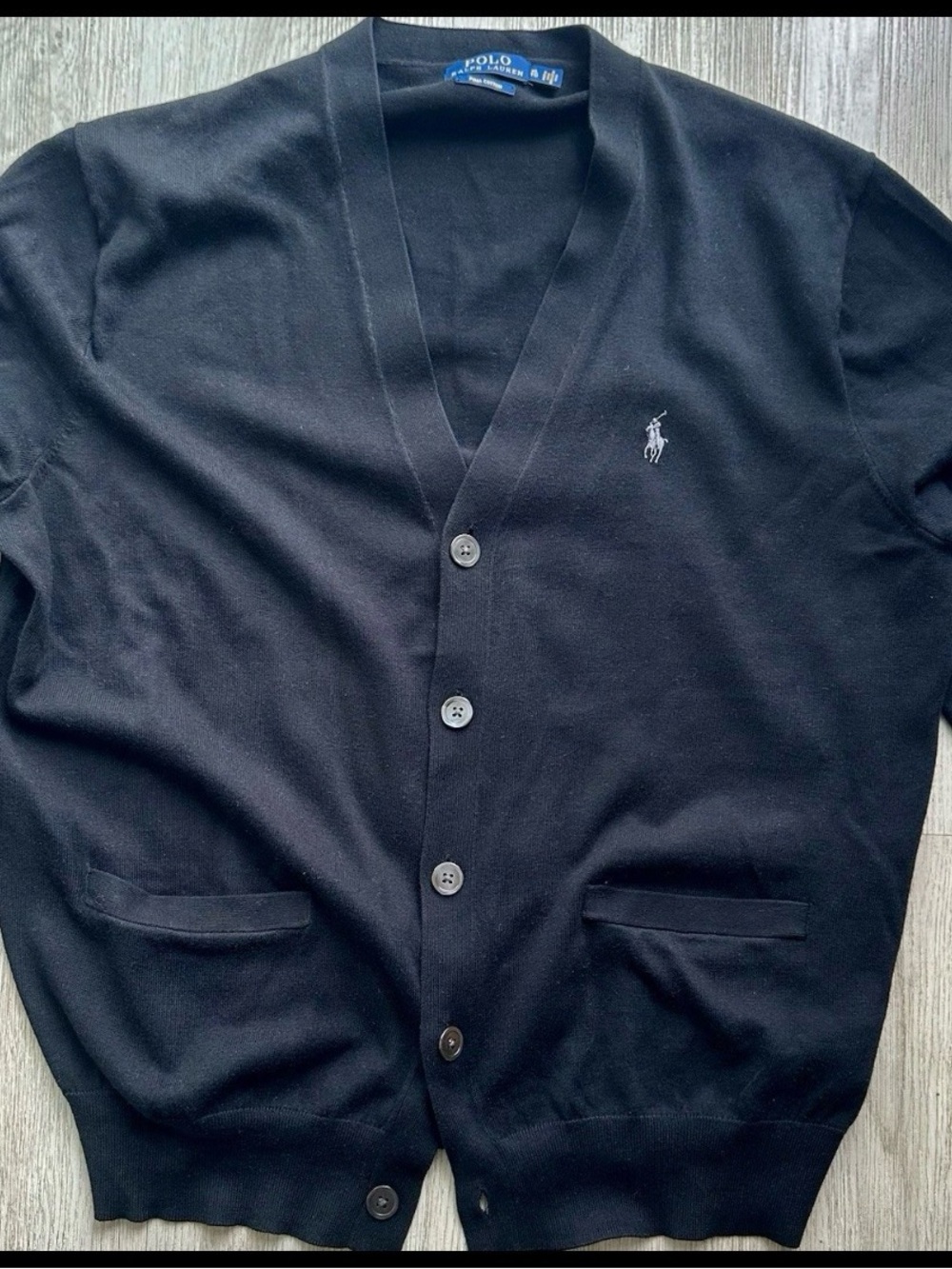 Polo by Ralph Lauren Black Button-Front V-Neck Cardigan